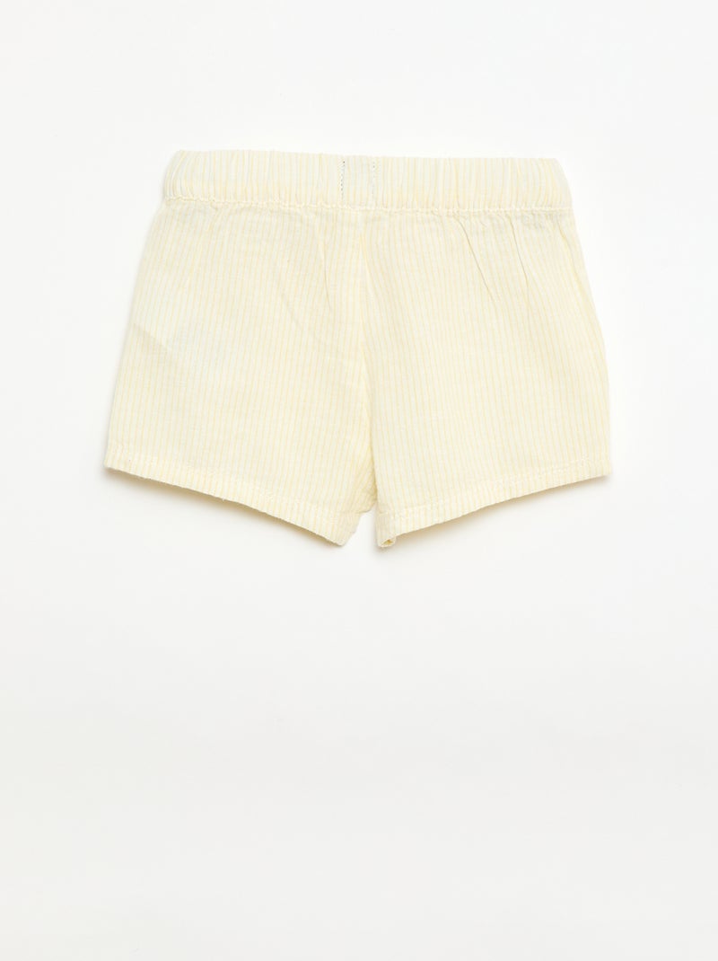 Pantalón corto de algodón y lino Amarillo - Kiabi