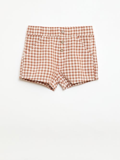 Pantalón corto de algodón y lino - Kiabi