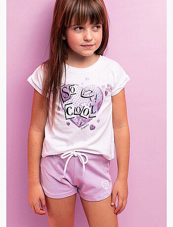 Pantalón corto de atletismo liso mauve heart de niña