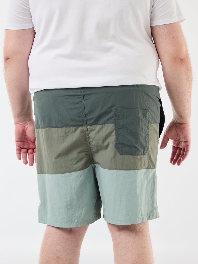 Pantalón corto de baño tricolor Kaki - Kiabi