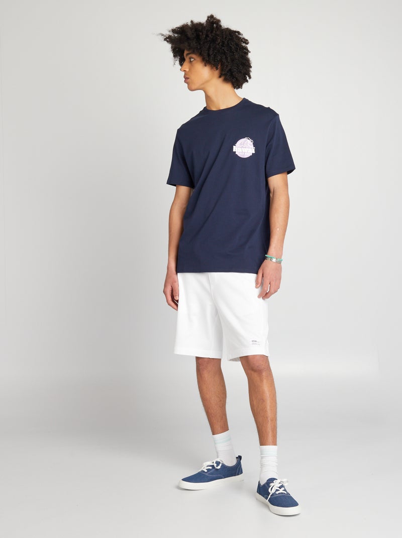 Pantalón corto de chándal con bolsillos con cremallera blanco - Kiabi