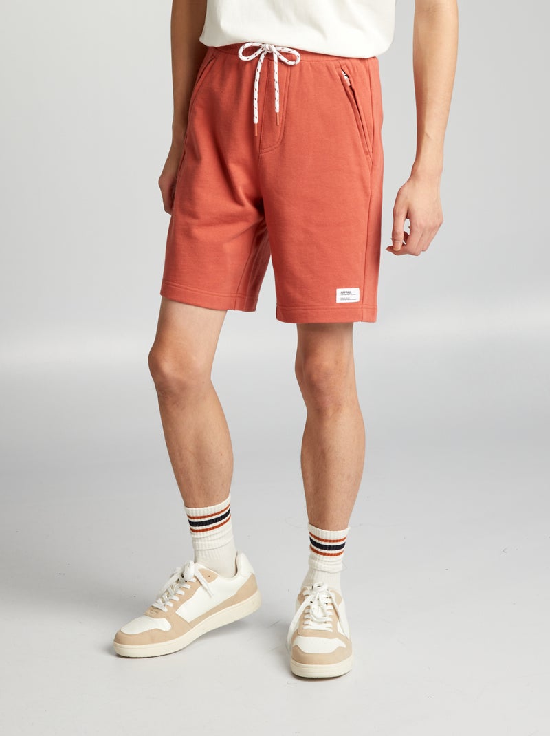 Pantalón corto de chándal con bolsillos con cremallera ROJO - Kiabi