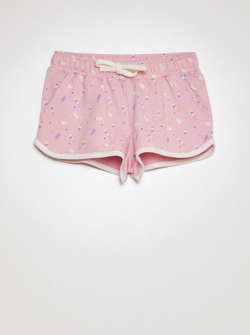 Pantalón corto de chándal con bordes en contraste ROSA - Kiabi