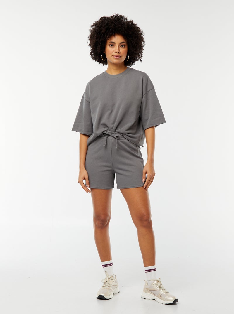 Pantalón corto de chándal con cordones GRIS - Kiabi