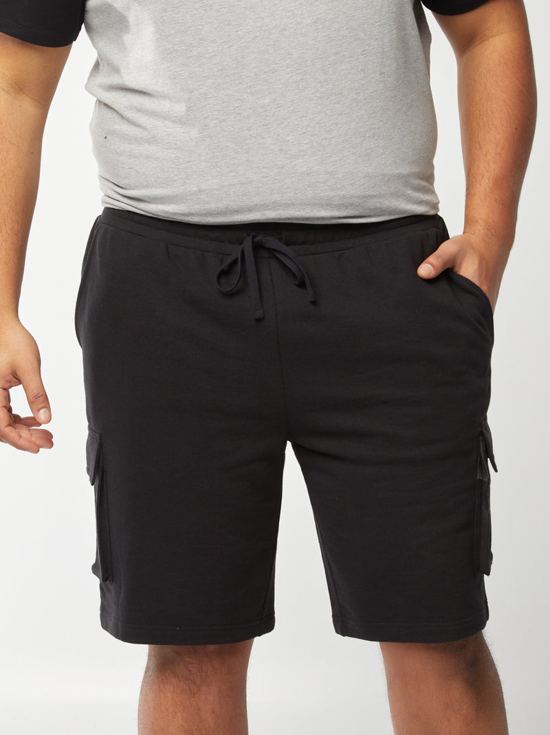 Pantalón corto de chándal ligero multibolsillos negro - Kiabi