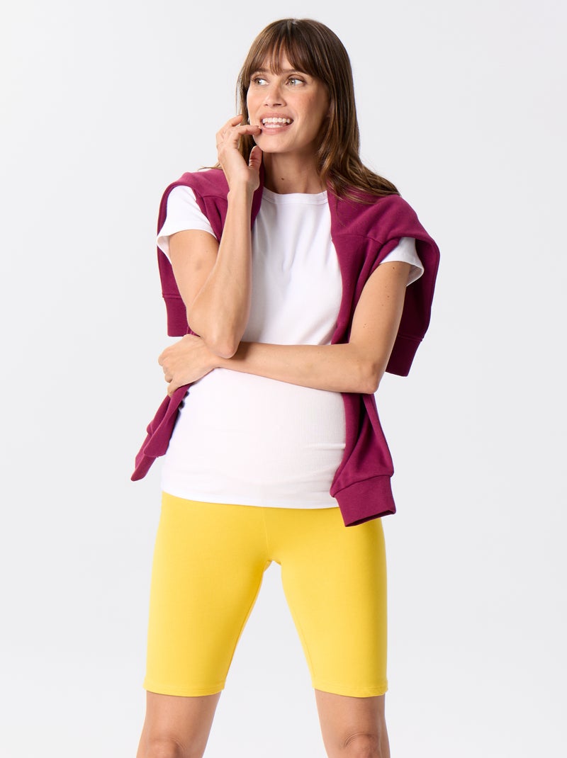 Pantalón corto de ciclista premamá Amarillo - Kiabi