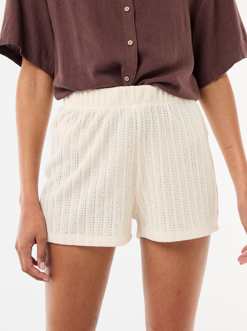 Pantalón corto de croché Blanco - Kiabi