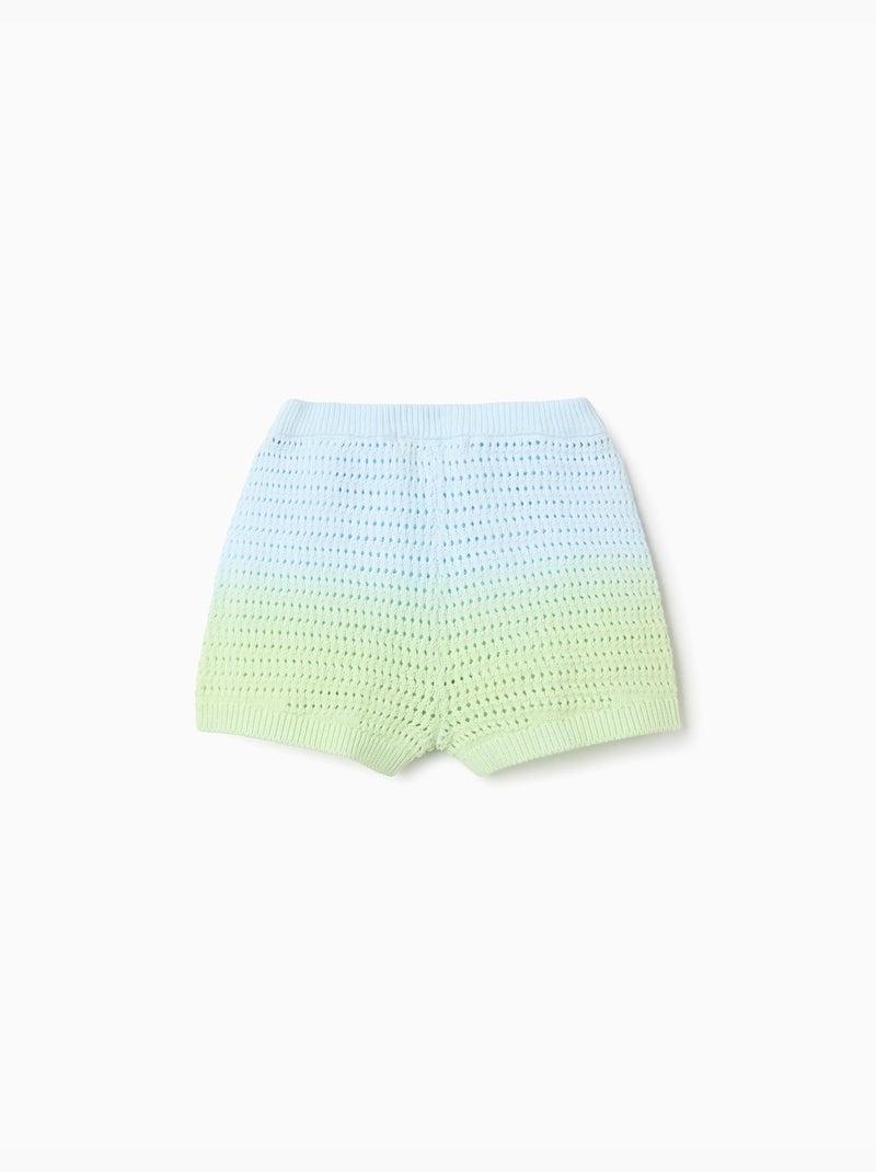 Pantalón corto de croché con efecto degradado Azul claro - Kiabi