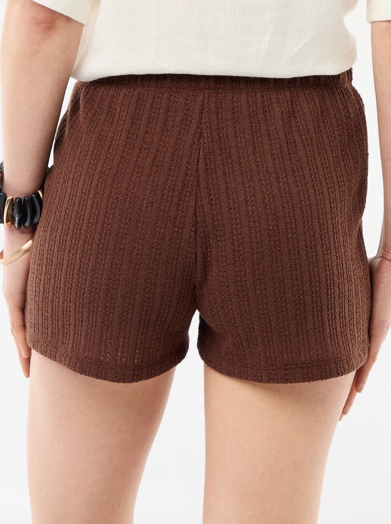 Pantalón corto de croché Marron - Kiabi