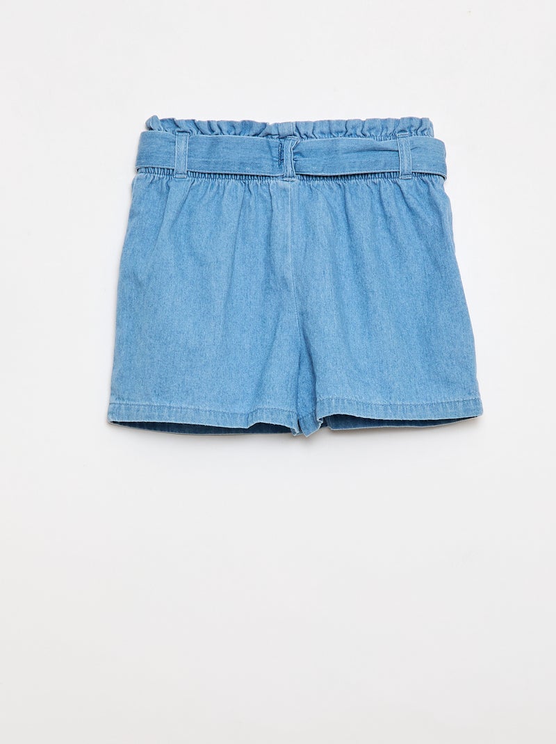 Pantalón corto de denim ligero con cinturón extraíble Azul - Kiabi