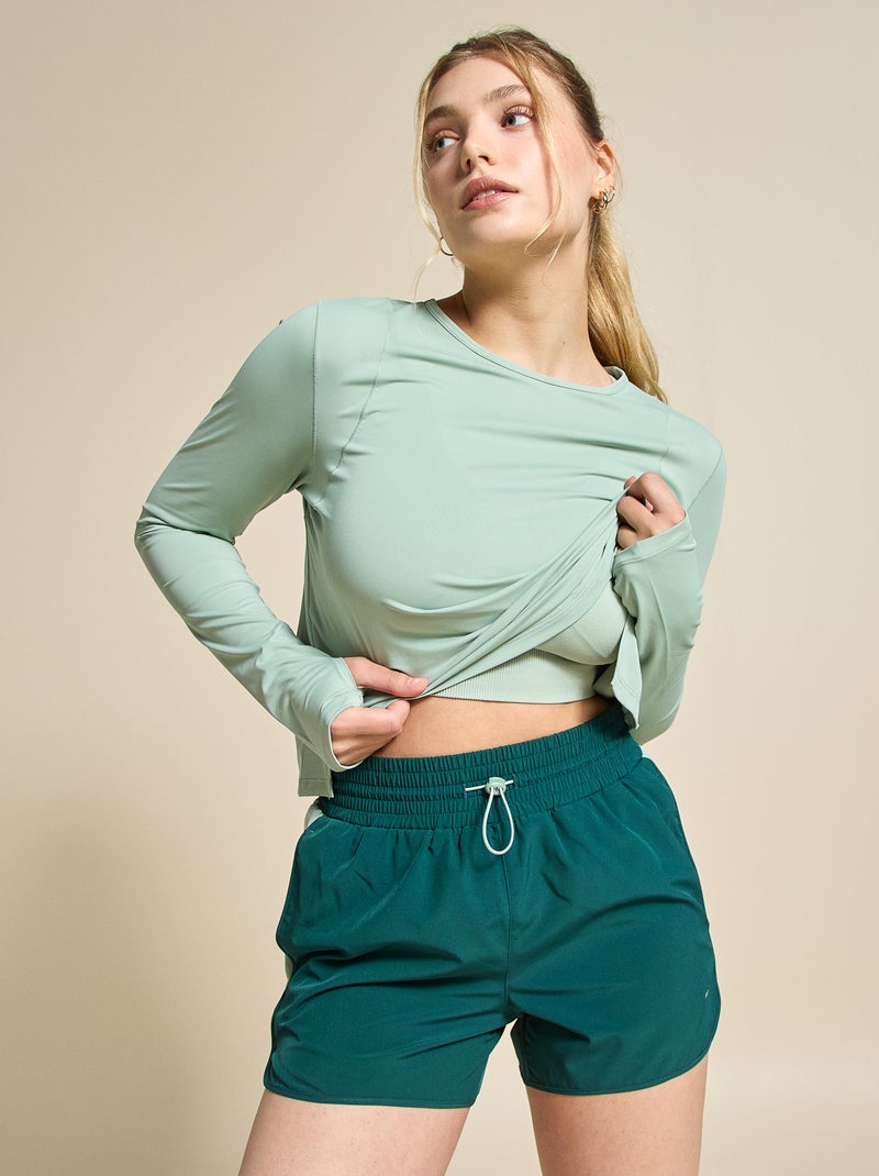 Pantalón corto de deporte color block - (ekstract) Verde - Kiabi