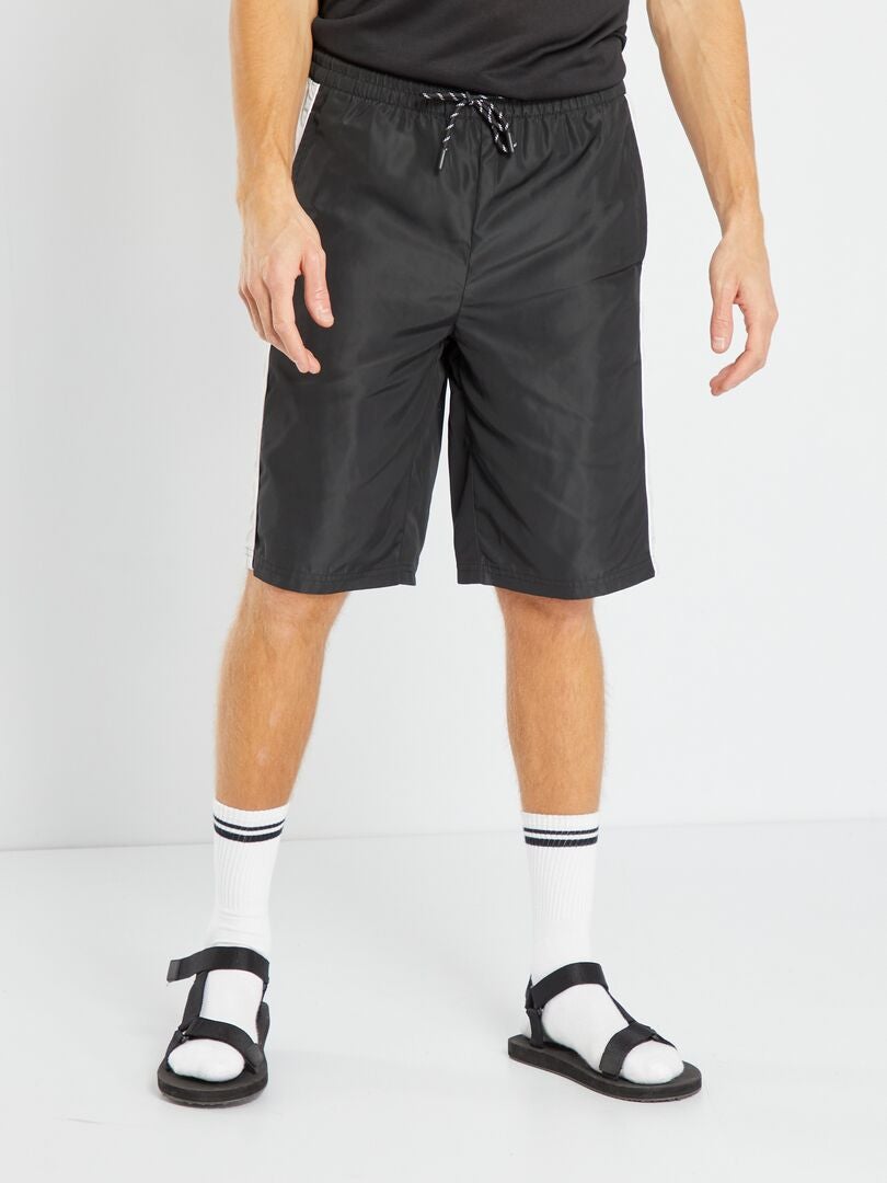 Pantalón corto de deporte con franjas en contraste Negro - Kiabi