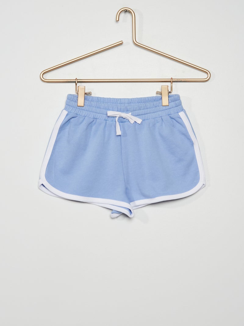 Pantalón corto de felpa con bordes a contraste AZUL - Kiabi