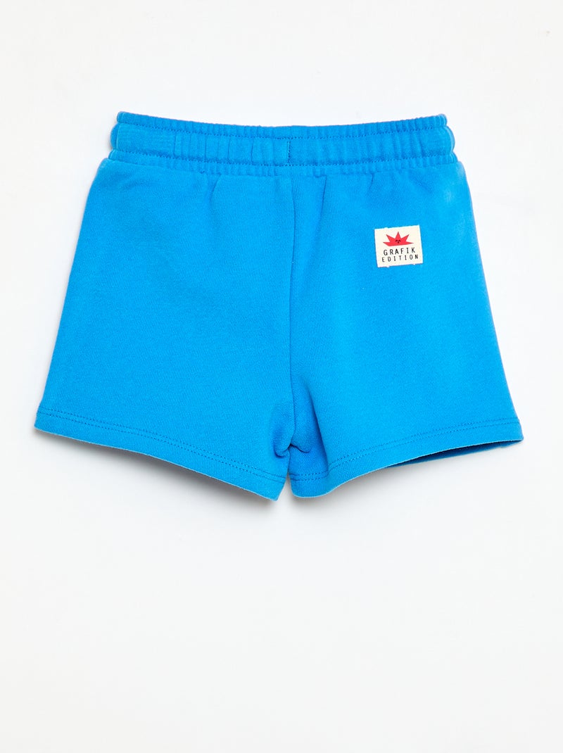 Pantalón corto de felpa con estampado Azul - Kiabi