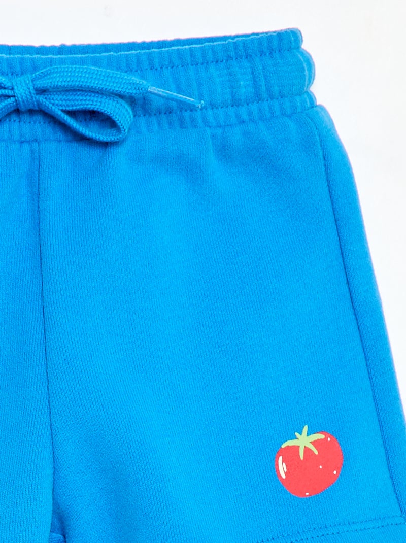 Pantalón corto de felpa con estampado Azul - Kiabi