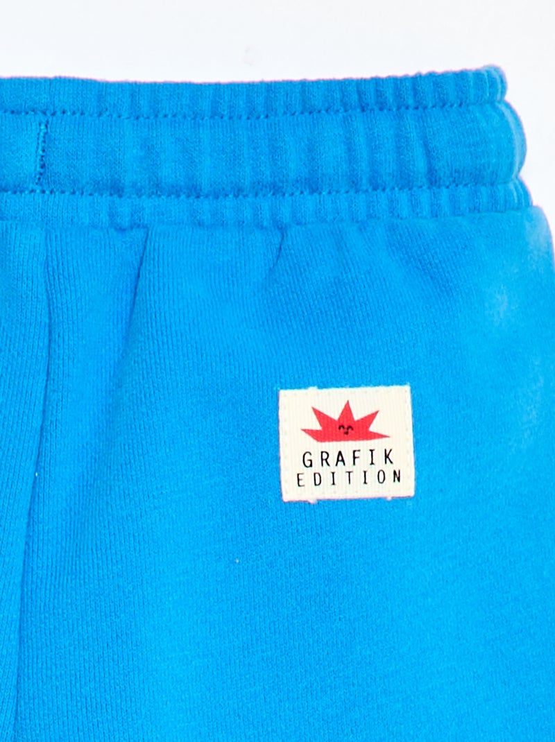 Pantalón corto de felpa con estampado Azul - Kiabi