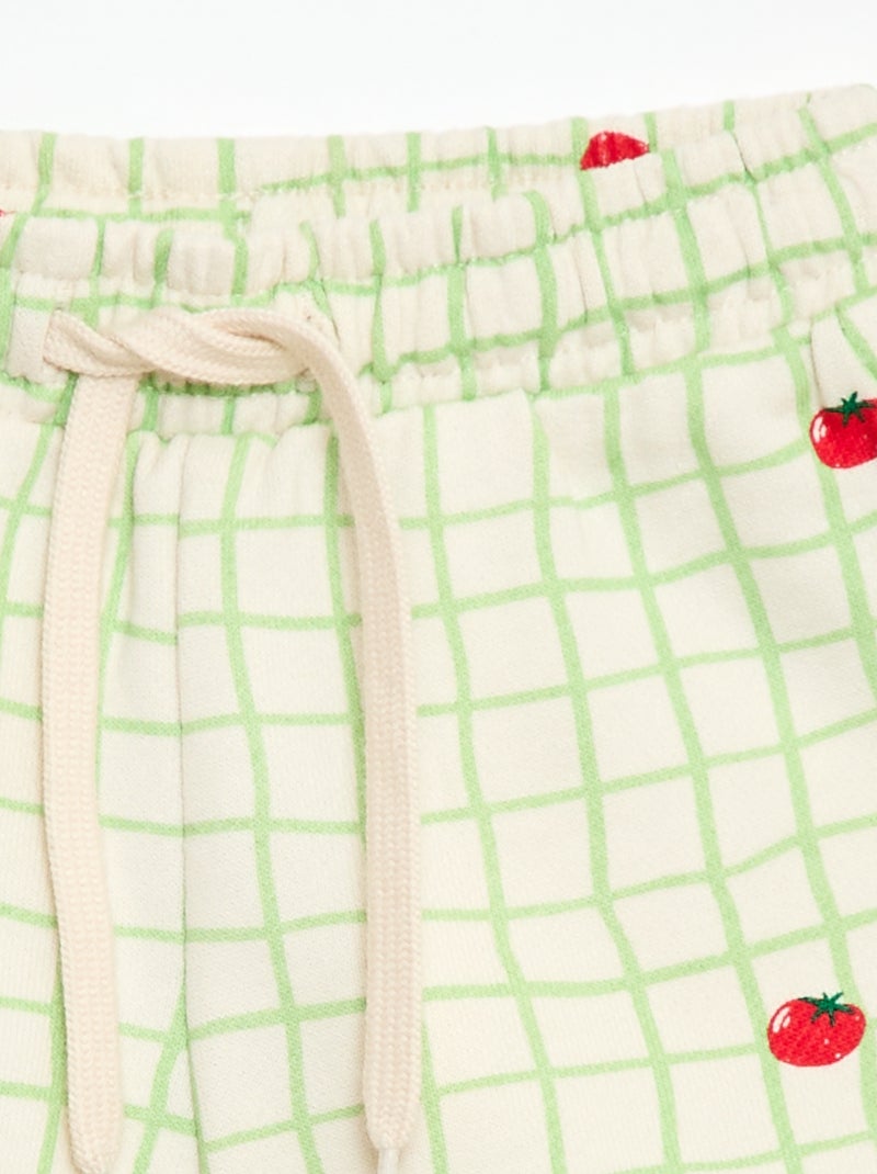 Pantalón corto de felpa con estampado Blanco - Kiabi