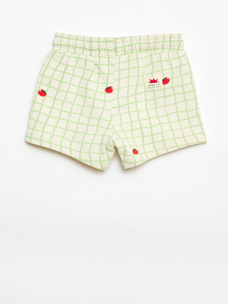Pantalón corto de felpa con estampado Blanco - Kiabi