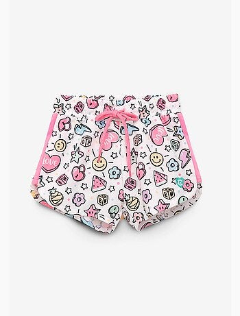 Pantalón corto de felpa con estampado de cuentas de colores para niña
