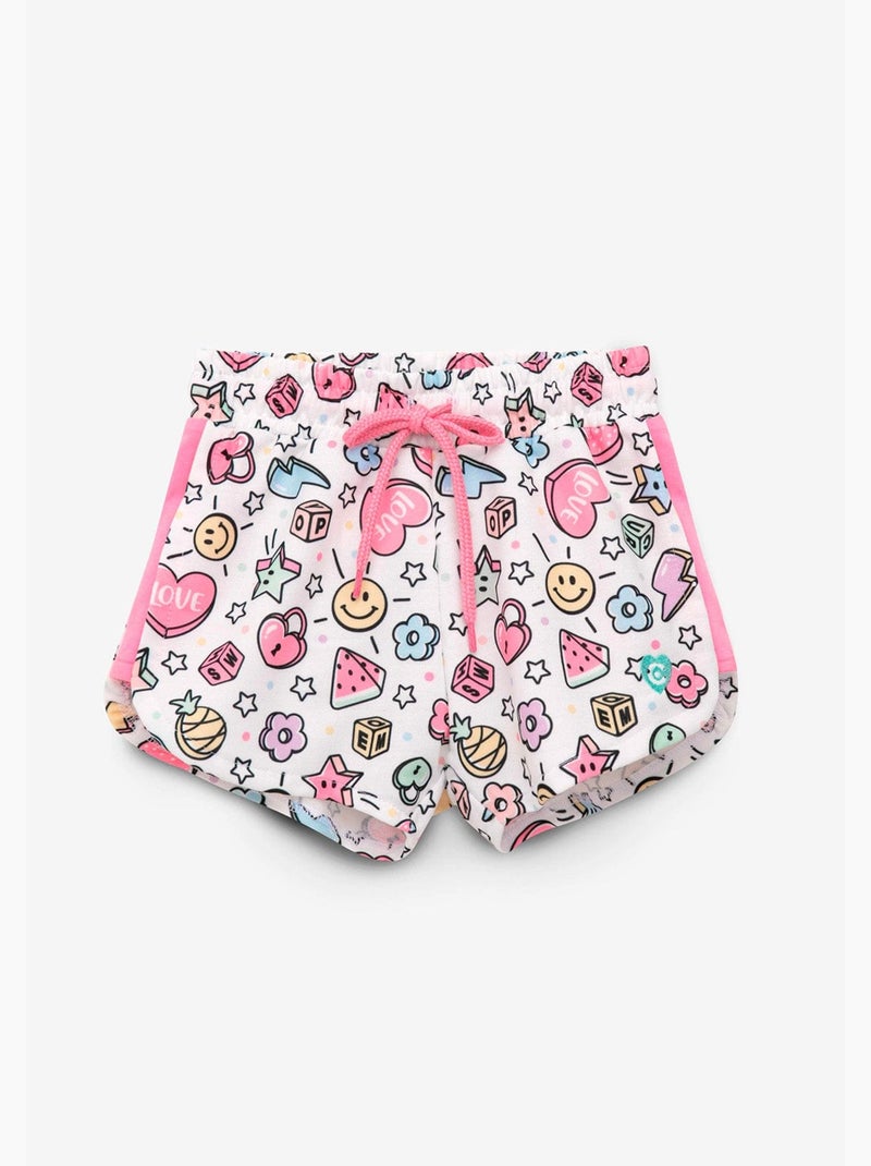 Pantalón corto de felpa con estampado de cuentas de colores para niña Multicolor - Kiabi