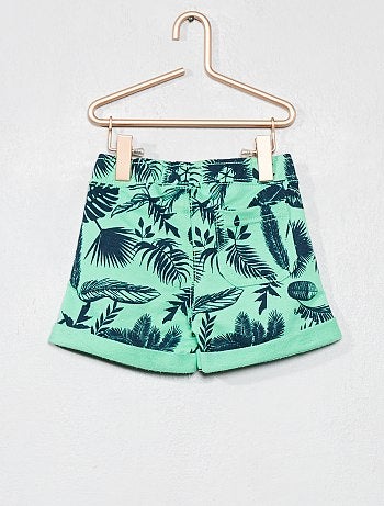 Pantalón corto de felpa con estampado de 'hojas' - Kiabi