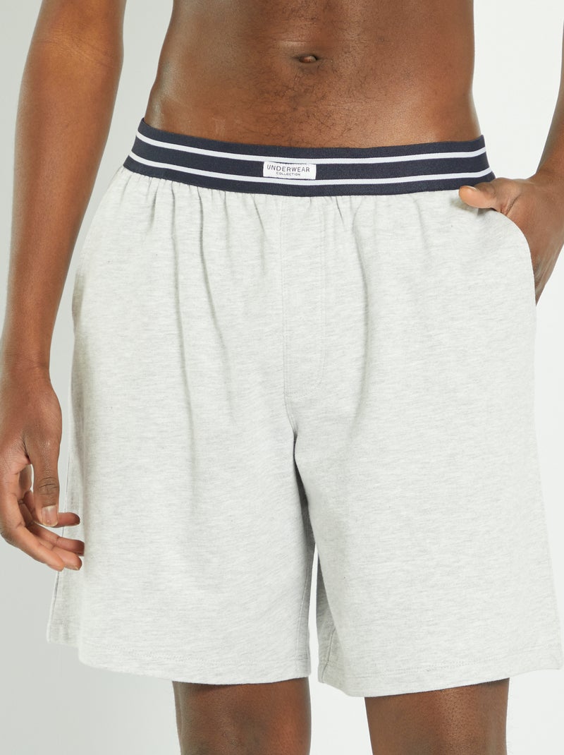 Pantalón corto de felpa gris chiné - Kiabi