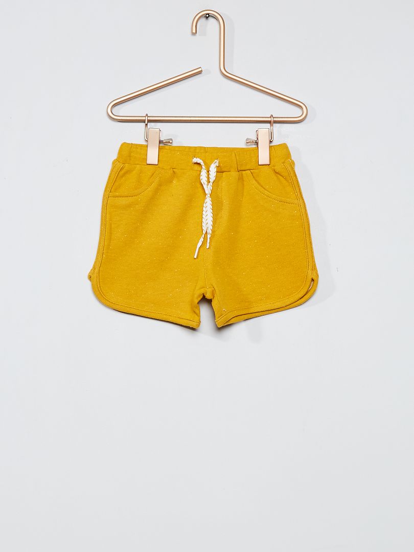 Pantalón corto de felpa jaspeada amarillo bronce - Kiabi