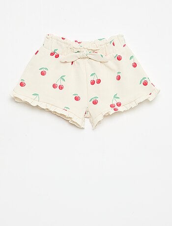 Pantalón corto de felpa ligera con volante