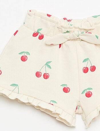 Pantalón corto de felpa ligera con volante