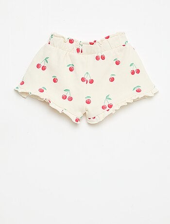 Pantalón corto de felpa ligera con volante