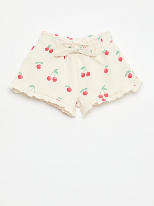 Pantalón corto de felpa ligera con volante - Kiabi