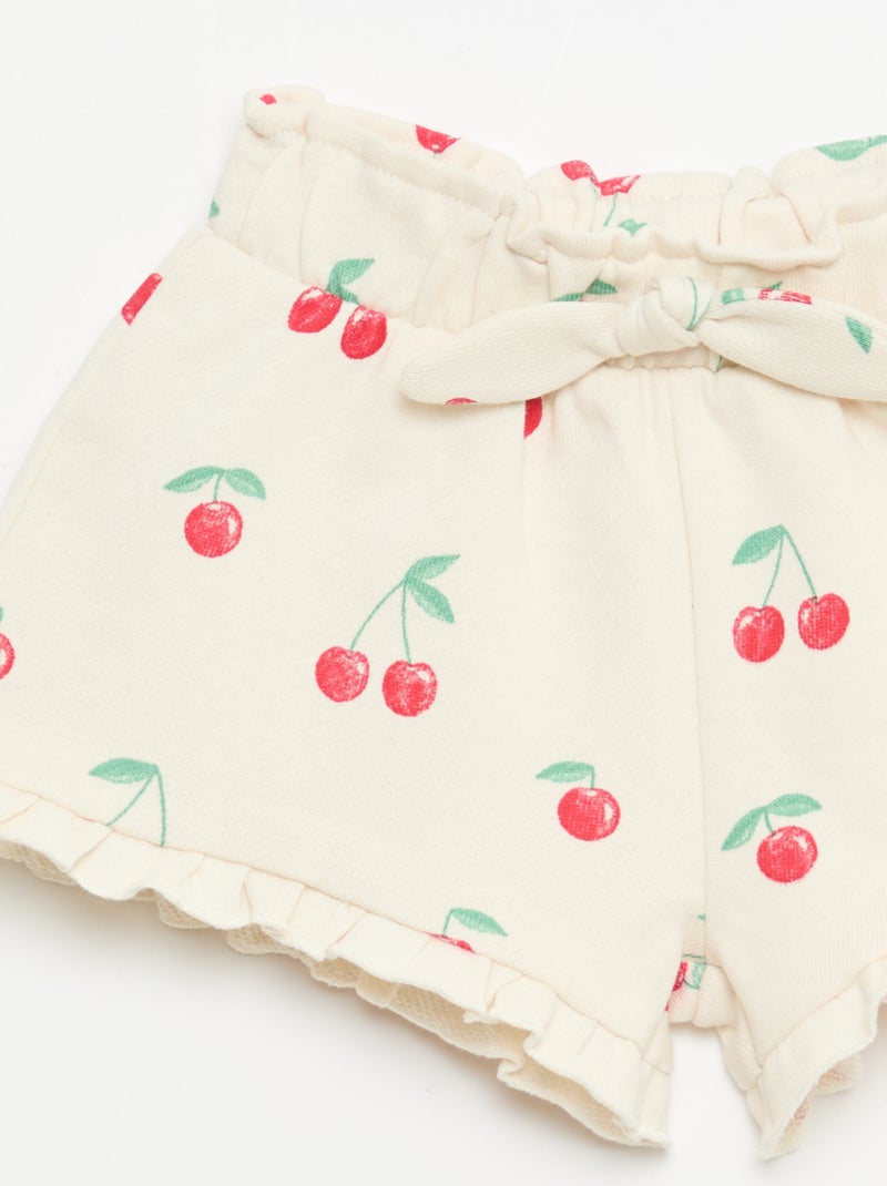 Pantalón corto de felpa ligera con volante Blanco - Kiabi