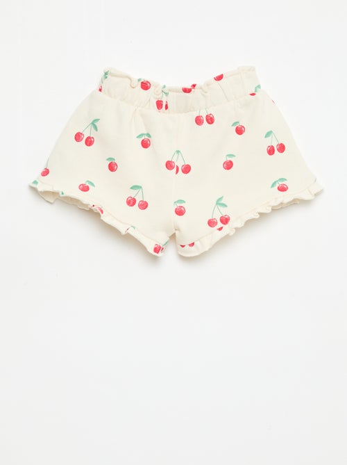 Pantalón corto de felpa ligera con volante - Kiabi