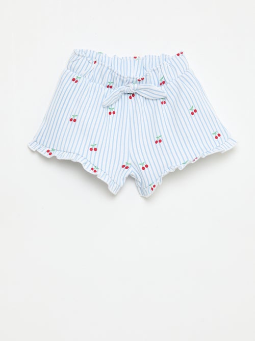 Pantalón corto de felpa ligera con volante - Kiabi