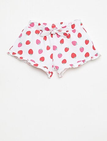 Pantalón corto de felpa ligera con volante