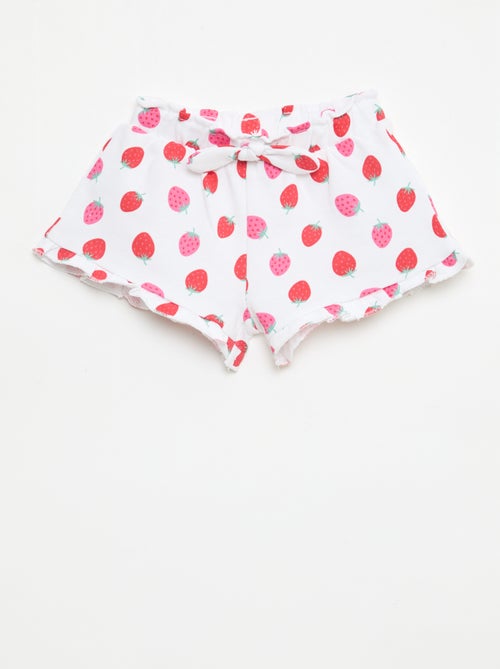 Pantalón corto de felpa ligera con volante - Kiabi