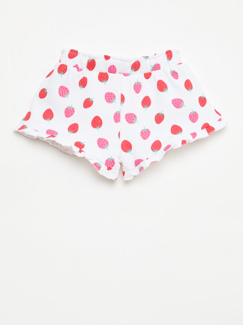 Pantalón corto de felpa ligera con volante Blanco - Kiabi