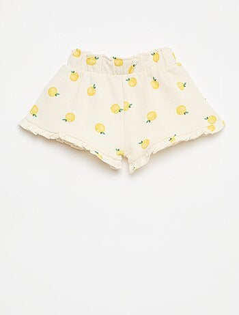 Pantalón corto de felpa ligera con volante