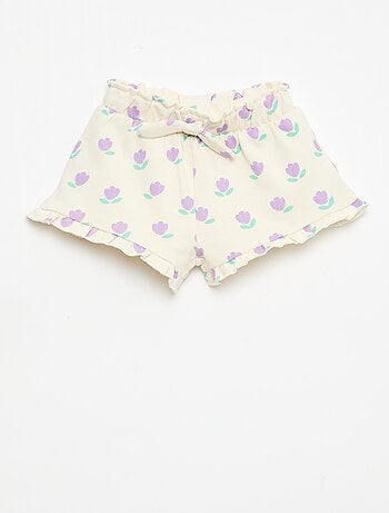 Pantalón corto de felpa ligera con volante