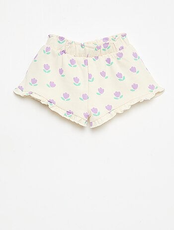 Pantalón corto de felpa ligera con volante