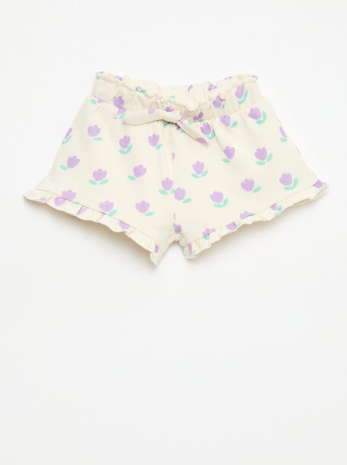 Pantalón corto de felpa ligera con volante - Kiabi