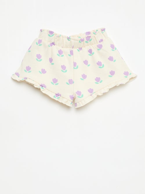 Pantalón corto de felpa ligera con volante - Kiabi