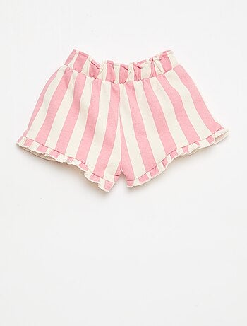 Pantalón corto de felpa ligera con volante