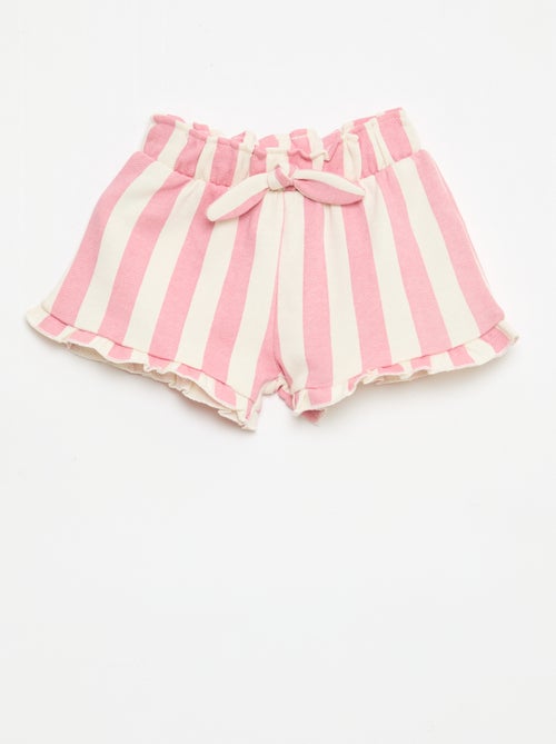 Pantalón corto de felpa ligera con volante - Kiabi