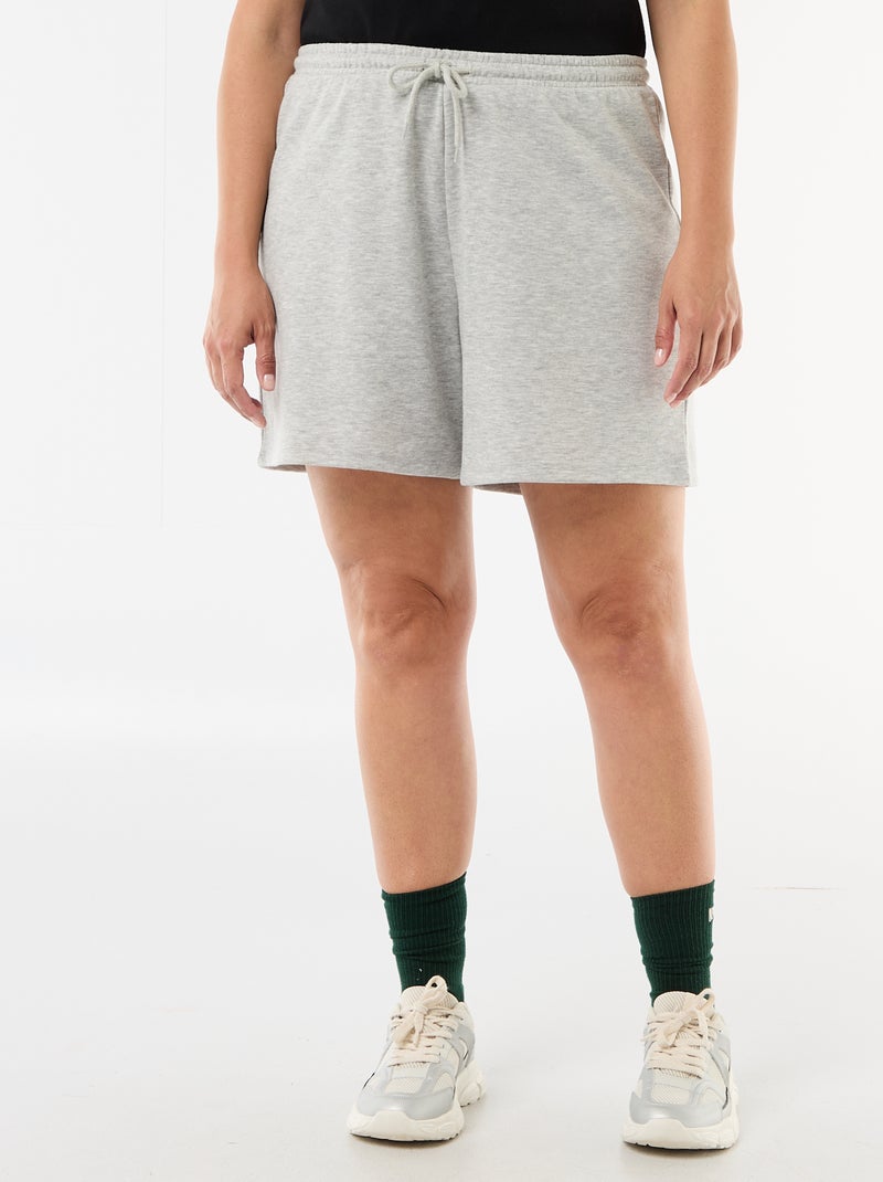 Pantalón corto de felpa ligera liso Gris - Kiabi