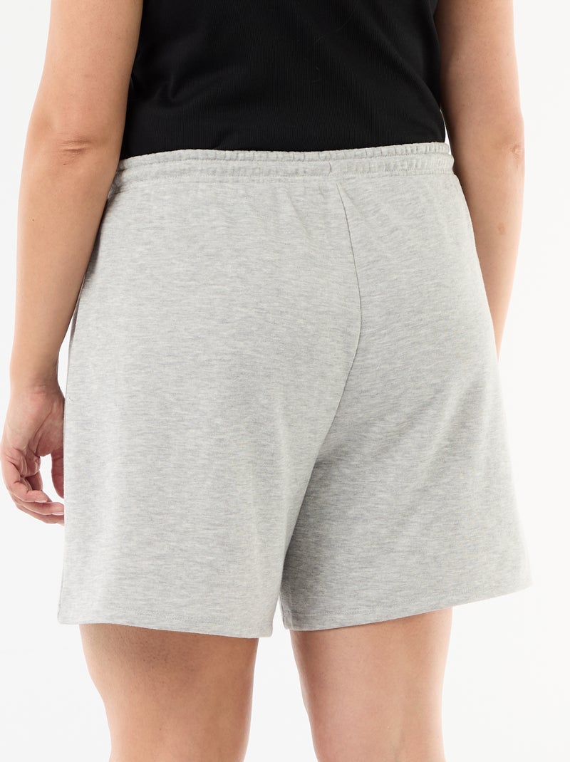 Pantalón corto de felpa ligera liso Gris - Kiabi