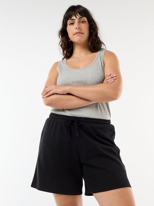 Pantalón corto de felpa ligera liso - Kiabi