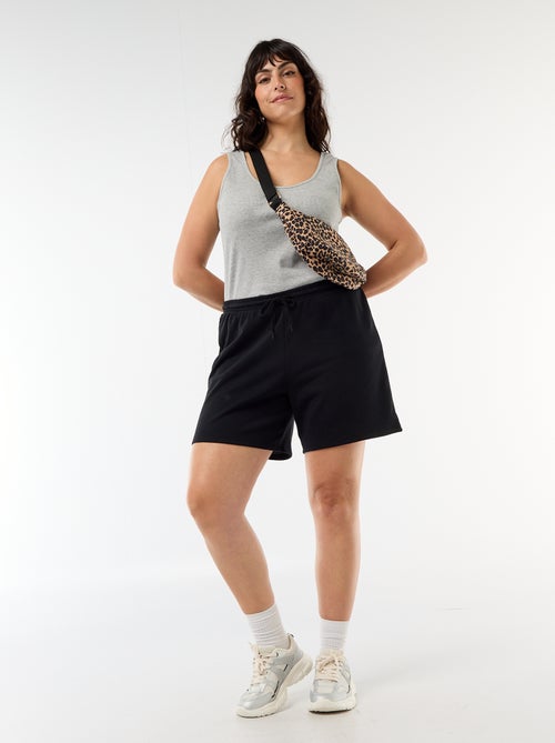 Pantalón corto de felpa ligera liso - Kiabi