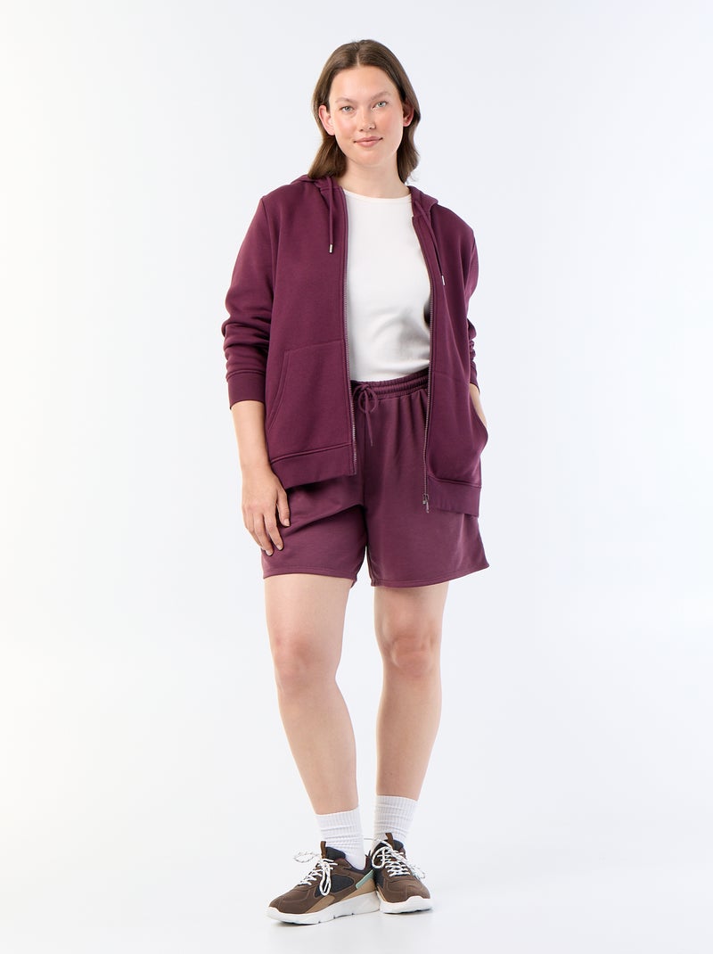 Pantalón corto de felpa ligera liso Purpura - Kiabi