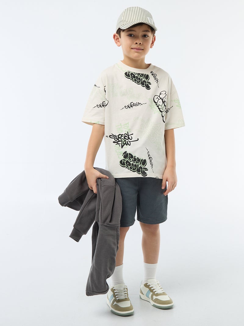 Pantalón corto de felpa ligera Negro - Kiabi
